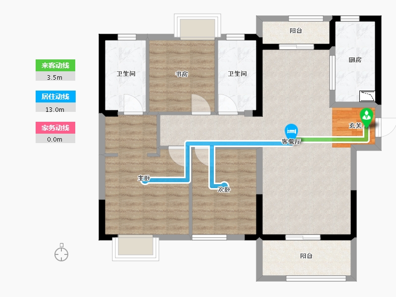 湖北省-武汉市-武地融创锦上公馆-88.37-户型库-动静线