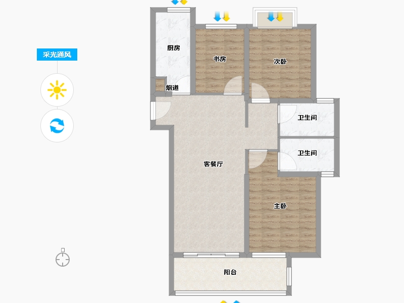 湖北省-武汉市-新力雅园-96.81-户型库-采光通风