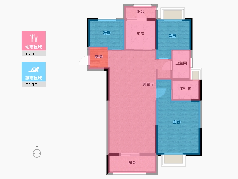 湖北省-武汉市-碧桂园十里春风-84.01-户型库-动静分区