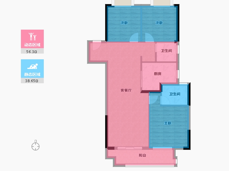 湖北省-武汉市-武汉英赫当代城MOMΛ-85.61-户型库-动静分区