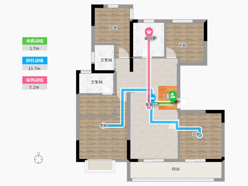 江苏省-南京市-雍宁府-102.87-户型库-动静线