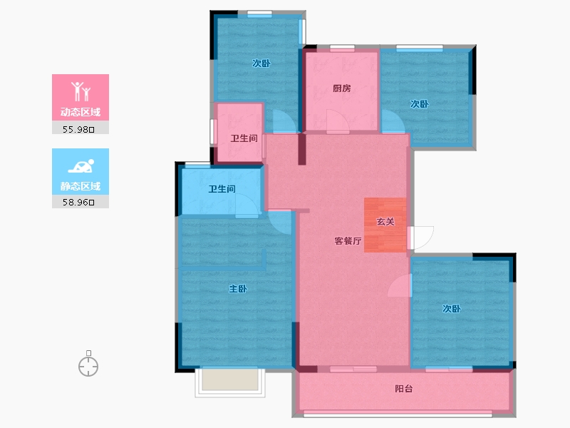 江苏省-南京市-雍宁府-102.87-户型库-动静分区