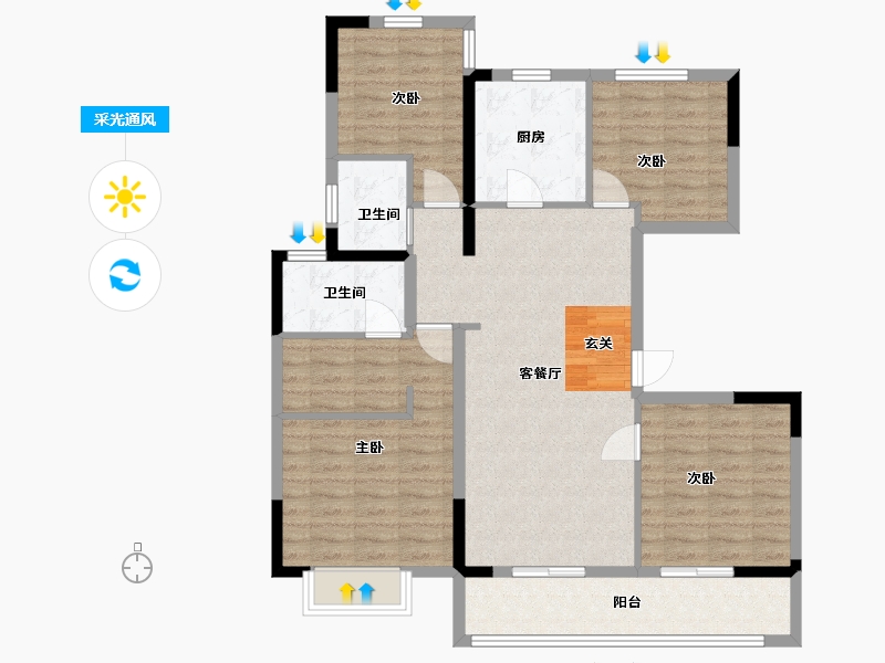 江苏省-南京市-雍宁府-102.87-户型库-采光通风