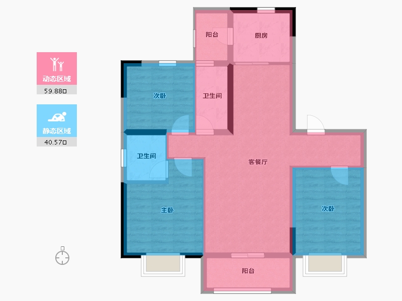 陕西省-西安市-碧桂园天颂-89.86-户型库-动静分区