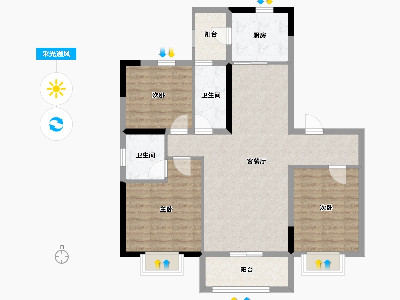 陕西省-西安市-碧桂园天颂-89.86-户型库-采光通风