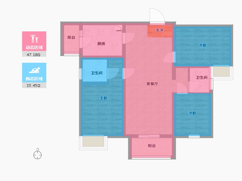 重庆-重庆市-金科联发�|悦府-72.20-户型库-动静分区