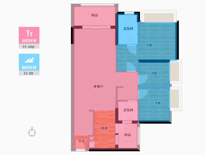 广东省-广州市-顺德未来城-77.40-户型库-动静分区