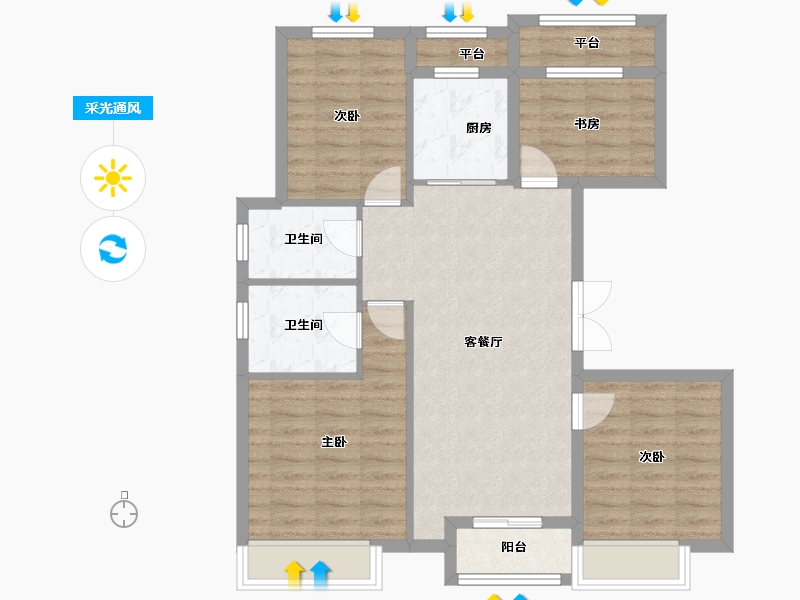 浙江省-湖州市-悦君府-86.54-户型库-采光通风