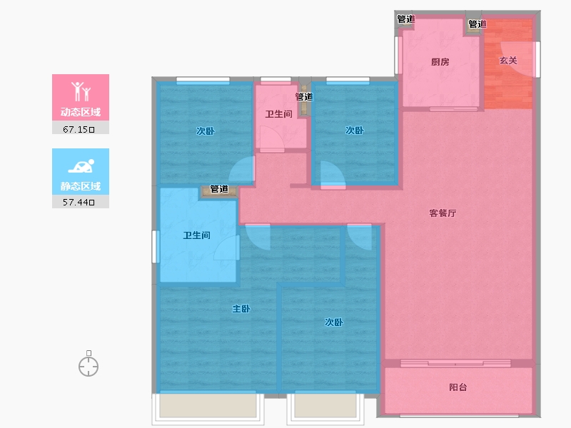 江苏省-南京市-云逸都荟花园东区-113.82-户型库-动静分区