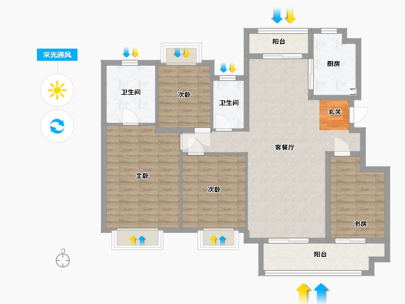 重庆-重庆市-重庆映月台-114.00-户型库-采光通风