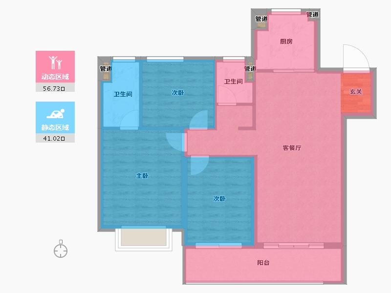 江苏省-南京市-佳兆业悦峰府-89.70-户型库-动静分区