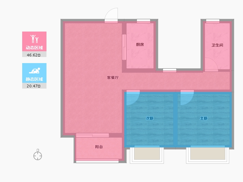 河南省-郑州市-朗悦公园府-58.85-户型库-动静分区