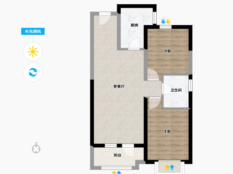 河北省-唐山市-唐山金科集美郡-58.39-户型库-采光通风