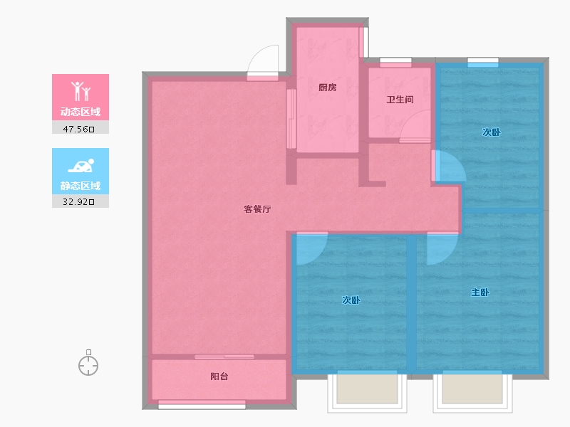 甘肃省-兰州市-世贸宏建云煦园-71.65-户型库-动静分区