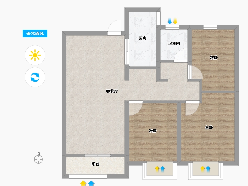 甘肃省-兰州市-世贸宏建云煦园-71.65-户型库-采光通风