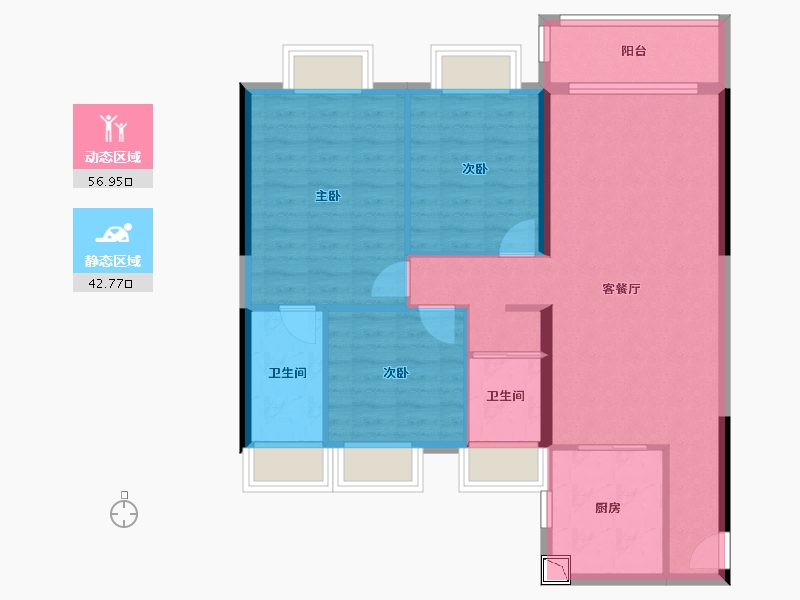 湖北省-武汉市-碧桂园知音豪庭-90.24-户型库-动静分区