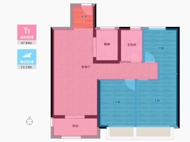 北京-北京市-昆明融创文旅城-70.60-户型库-动静分区