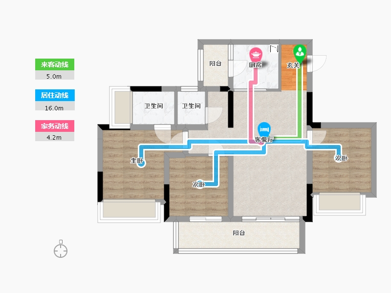 重庆-重庆市-金科丨贝蒙・湖山壹号-74.55-户型库-动静线