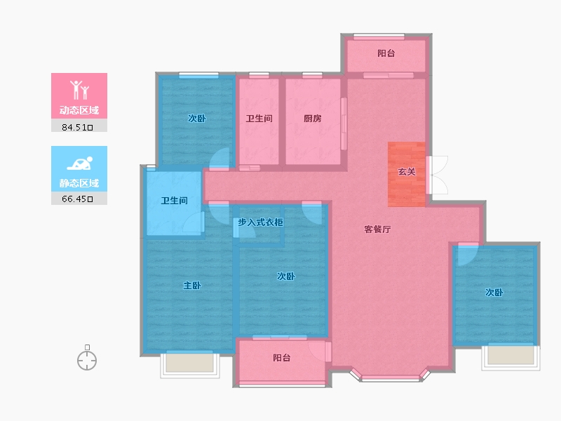 陕西省-西安市-陕建翠园锦绣-135.55-户型库-动静分区