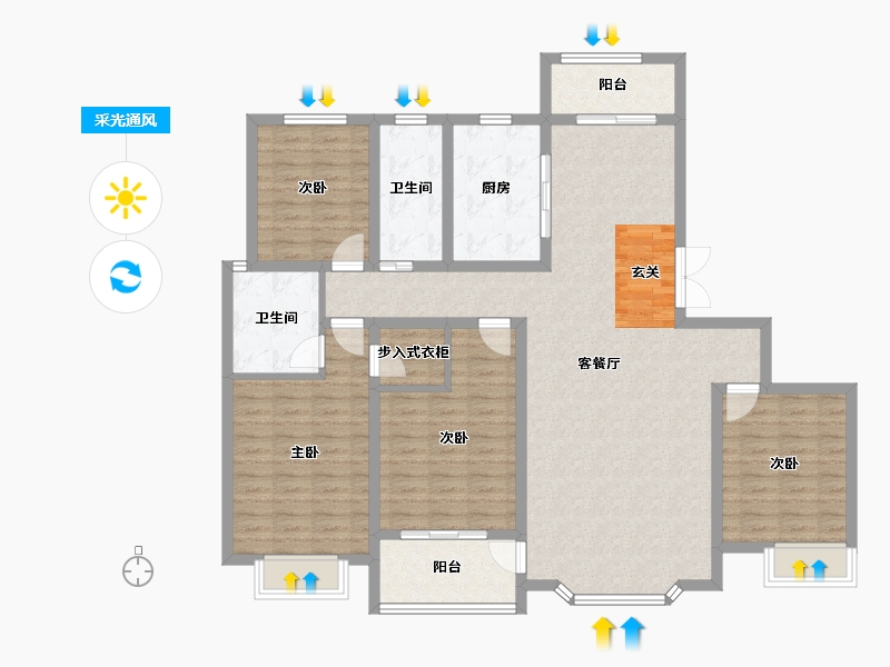 陕西省-西安市-陕建翠园锦绣-135.55-户型库-采光通风