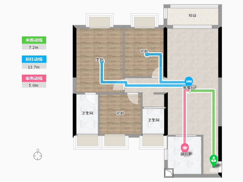 湖北省-武汉市-碧桂园知音豪庭-90.24-户型库-动静线