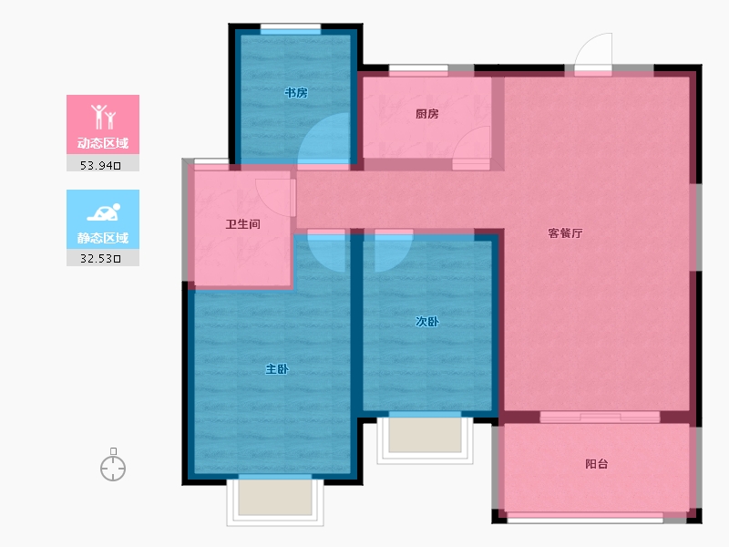 陕西省-西安市-当代上品湾MOMΛ-76.80-户型库-动静分区