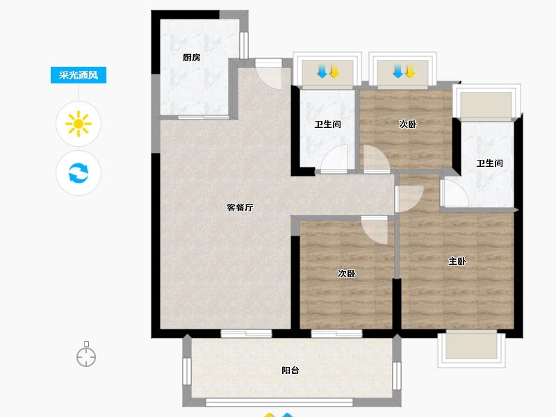 福建省-漳州市-中海上湾-80.00-户型库-采光通风