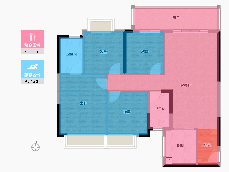 广西壮族自治区-钦州市-阳光城·翡丽湾-96.80-户型库-动静分区