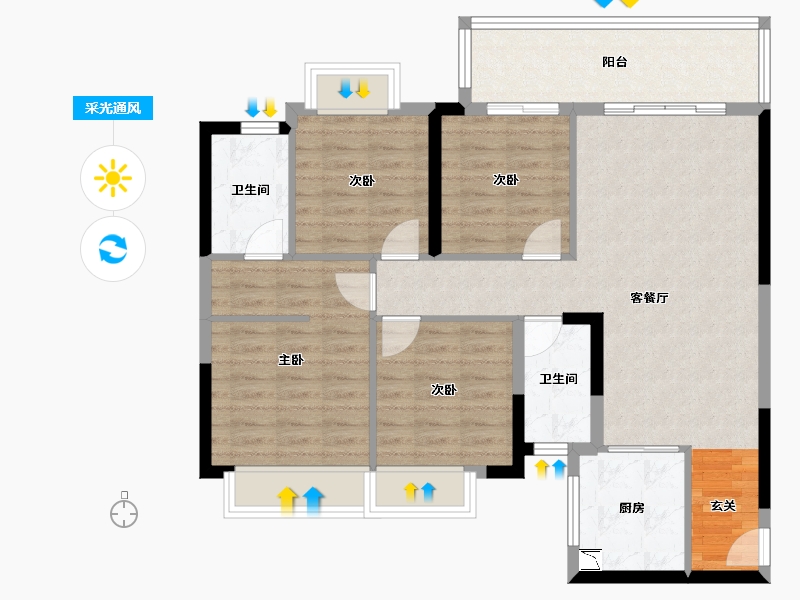 广西壮族自治区-钦州市-阳光城·翡丽湾-96.80-户型库-采光通风