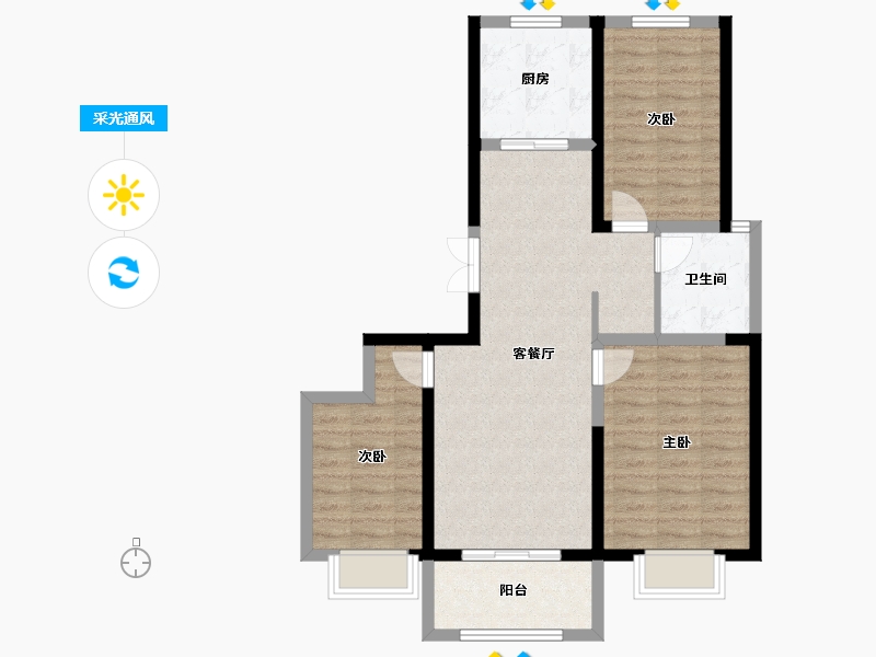 陕西省-西安市-当代上品湾MOMΛ-80.83-户型库-采光通风