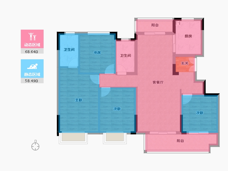 四川省-成都市-华润置地琨瑜府-114.25-户型库-动静分区