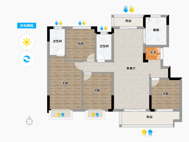 四川省-成都市-华润置地琨瑜府-114.25-户型库-采光通风