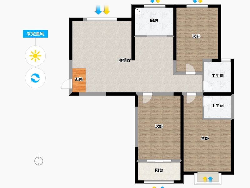 山东省-德州市-星凯国际广场-129.56-户型库-采光通风