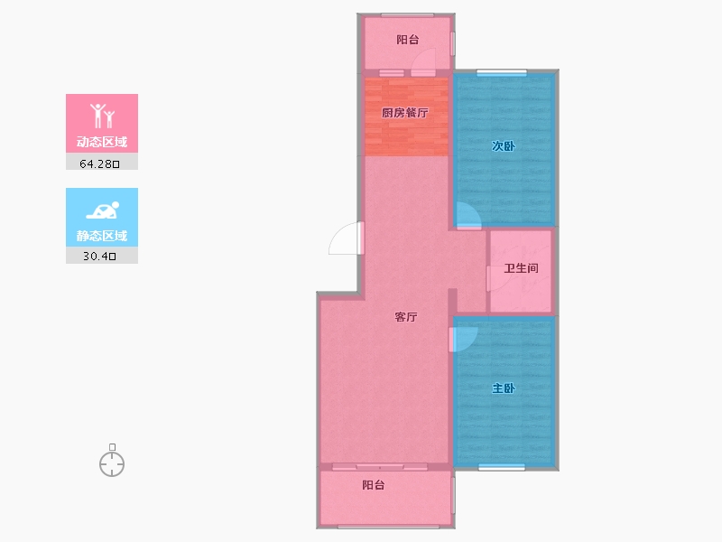 黑龙江省-哈尔滨市-北岸观江国际-86.00-户型库-动静分区