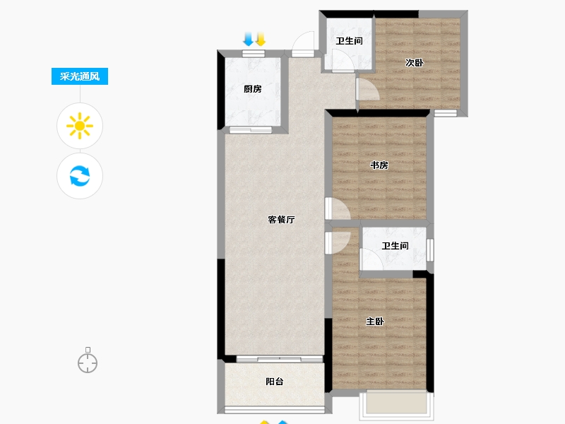 湖南省-岳阳市-城市广场-89.80-户型库-采光通风