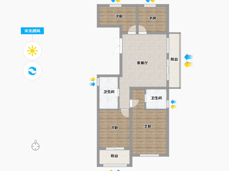 山东省-威海市-佳源名城-88.07-户型库-采光通风