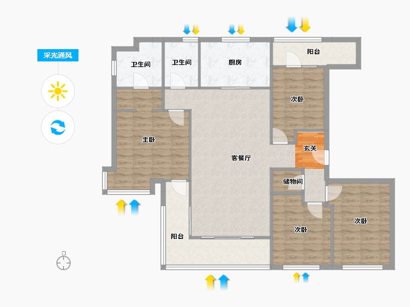 安徽省-合肥市-铂悦・庐州府-123.33-户型库-采光通风