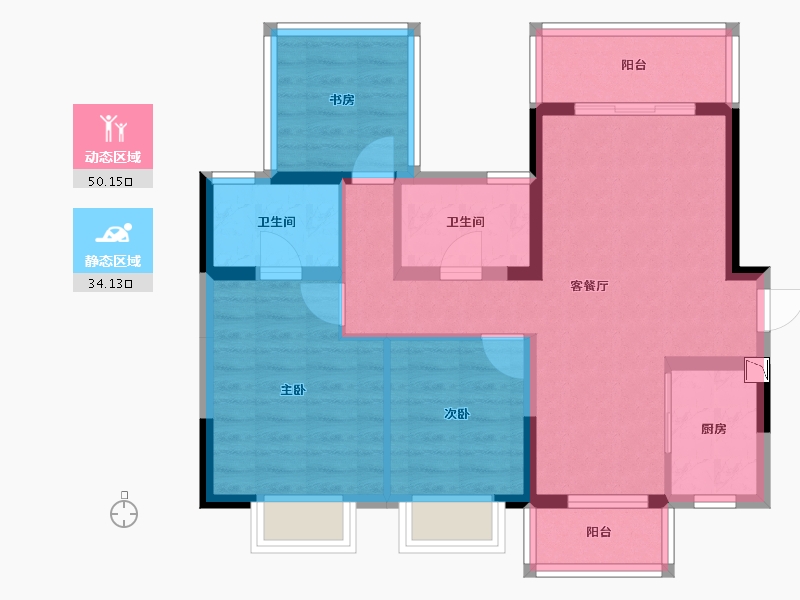 广西壮族自治区-南宁市-中南春风南岸-74.36-户型库-动静分区