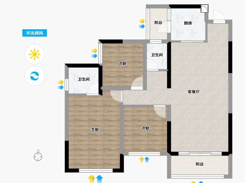 四川省-自贡市-邦泰天著-85.75-户型库-采光通风