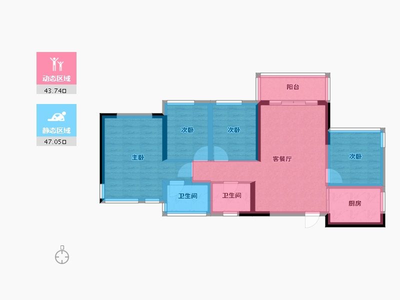 广西壮族自治区-南宁市-南宁安吉万达广场-80.03-户型库-动静分区