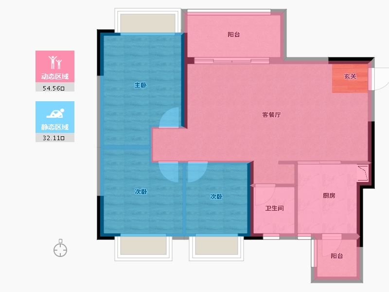 四川省-成都市-恒大翡翠龙庭-77.99-户型库-动静分区