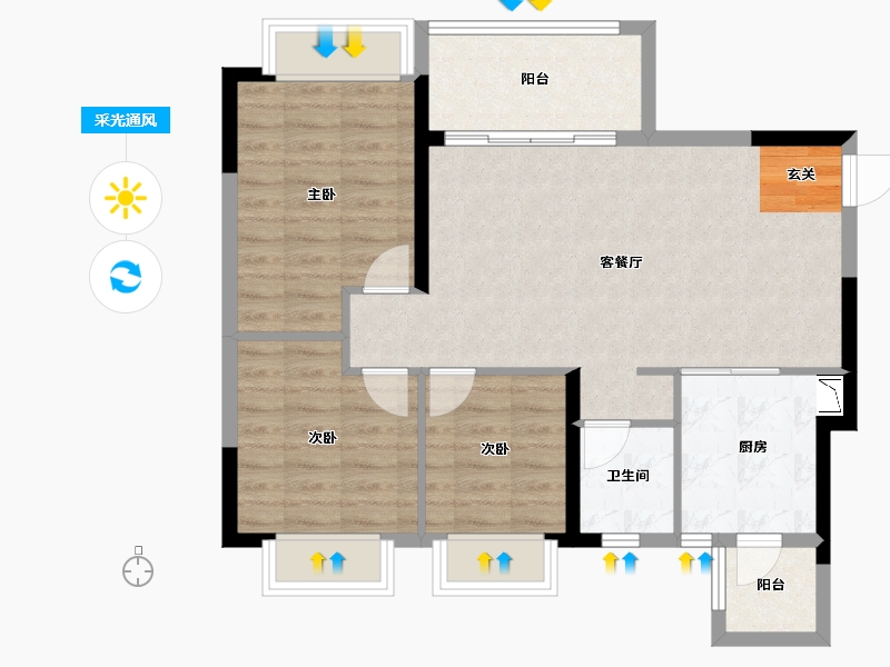 四川省-成都市-恒大翡翠龙庭-77.99-户型库-采光通风