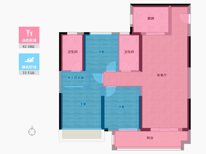 陕西省-西安市-金辉・崇文府-85.14-户型库-动静分区