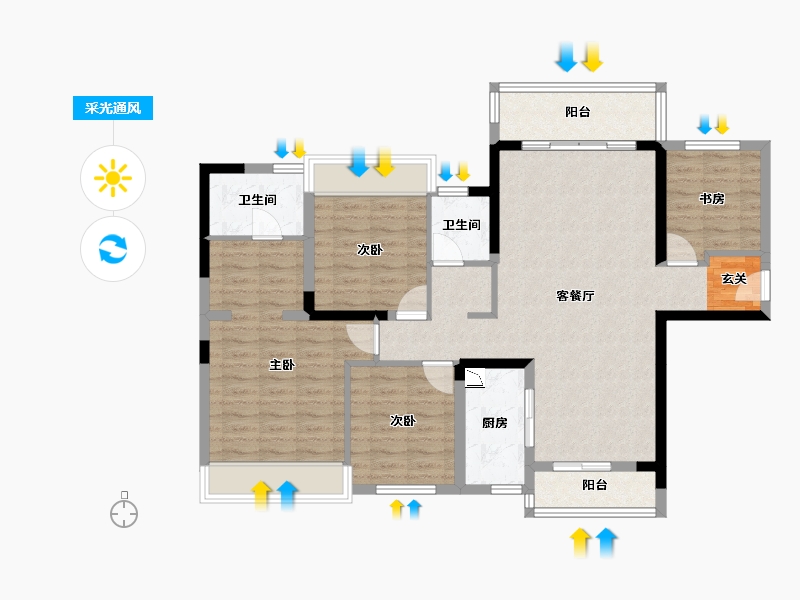 广东省-肇庆市-怀集玖龙湾-102.88-户型库-采光通风