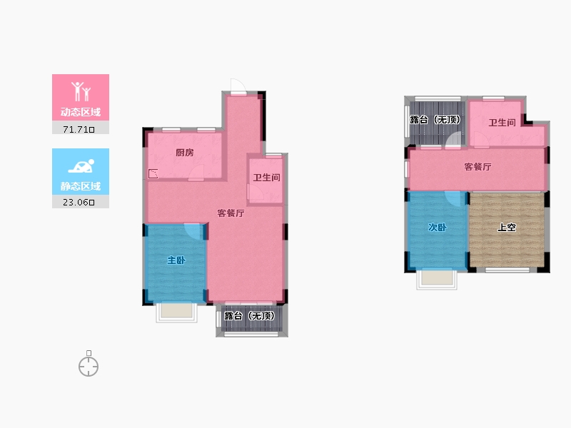 湖北省-武汉市-武建龙樾上城-108.65-户型库-动静分区