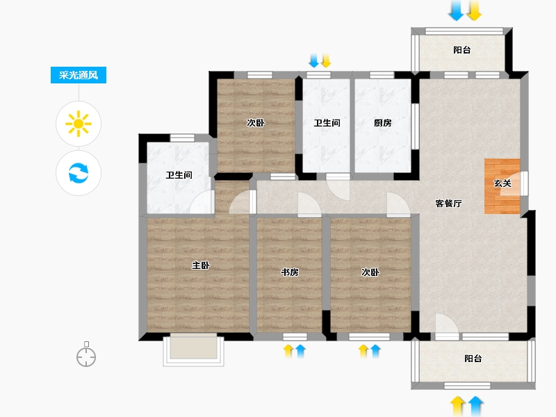 辽宁省-沈阳市-沈阳雅居乐花园-99.98-户型库-采光通风