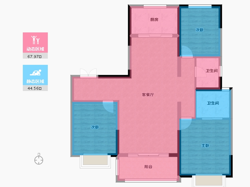 陕西省-西安市-悦美国际-101.19-户型库-动静分区