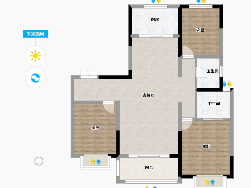 陕西省-西安市-悦美国际-101.19-户型库-采光通风