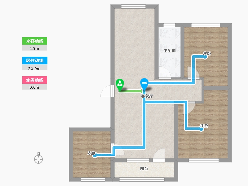 辽宁省-大连市-名仕华庭-76.88-户型库-动静线