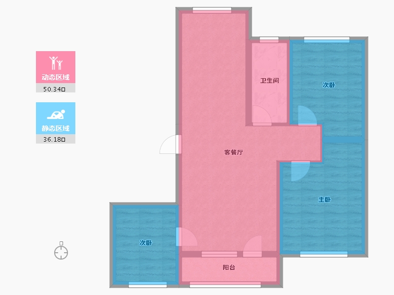 辽宁省-大连市-名仕华庭-76.88-户型库-动静分区